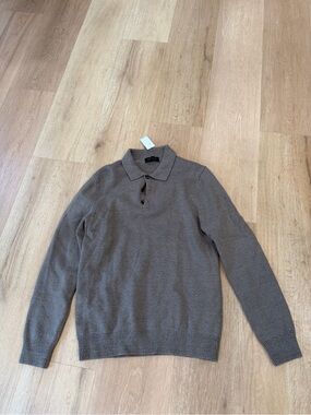 Banana Republic Men's Taupe Zip Polo Sweater